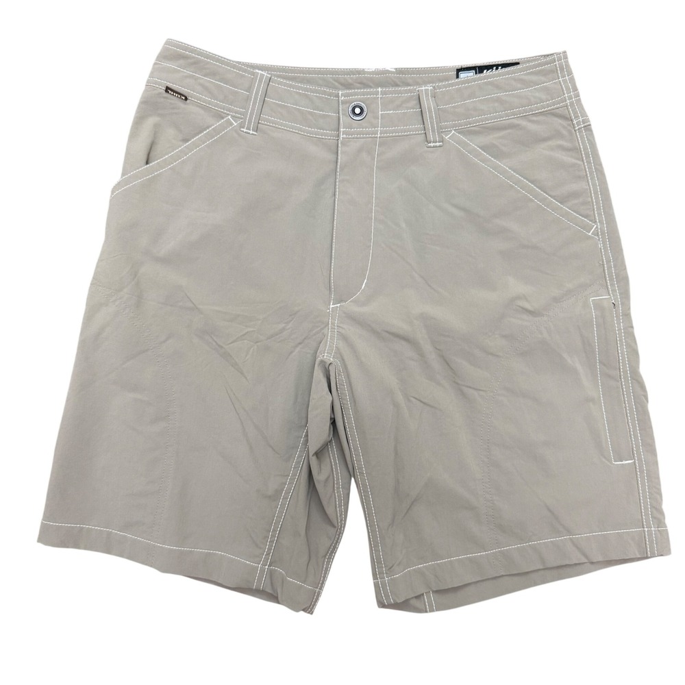 Kuhl Renegade Cargo Hiking Shorts Mens 32 Khaki Tan Stretch Nylon Utility Trail